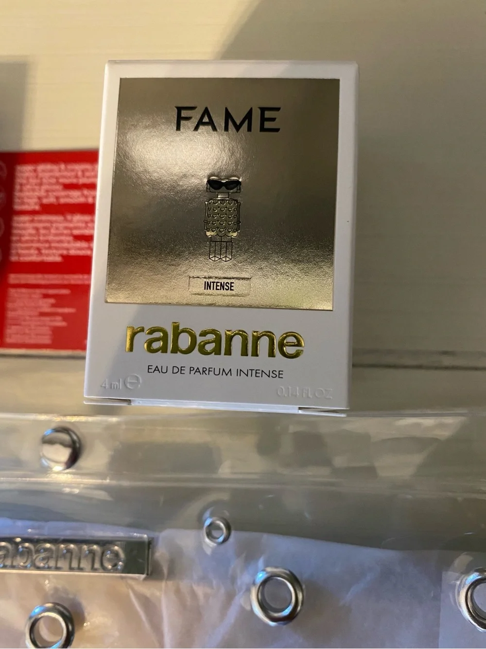 Rabanne Clear Studded Pouch with gold inner